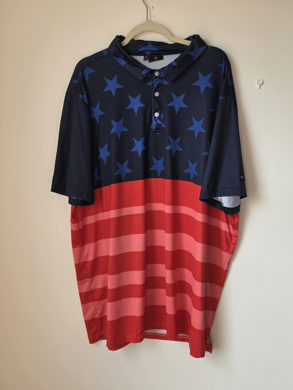 Men's Navy & Red Star Stripe Polo Shirt